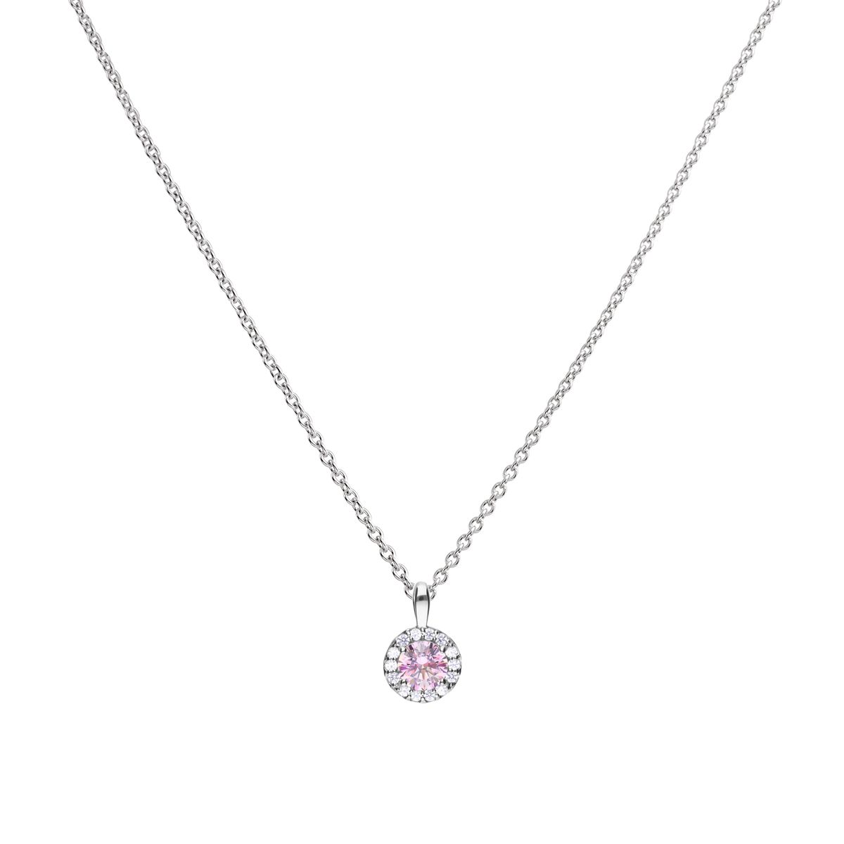 Diamonfire silver with pink and white cubic zirconia cluster pendant