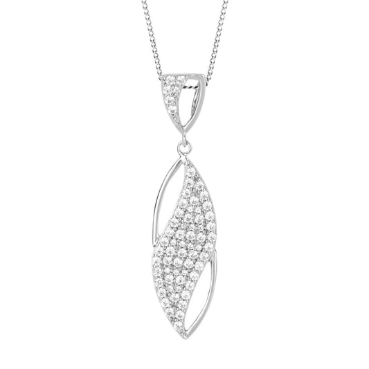 Fiorelli silver and cubic zirconia marquise long drop pendant