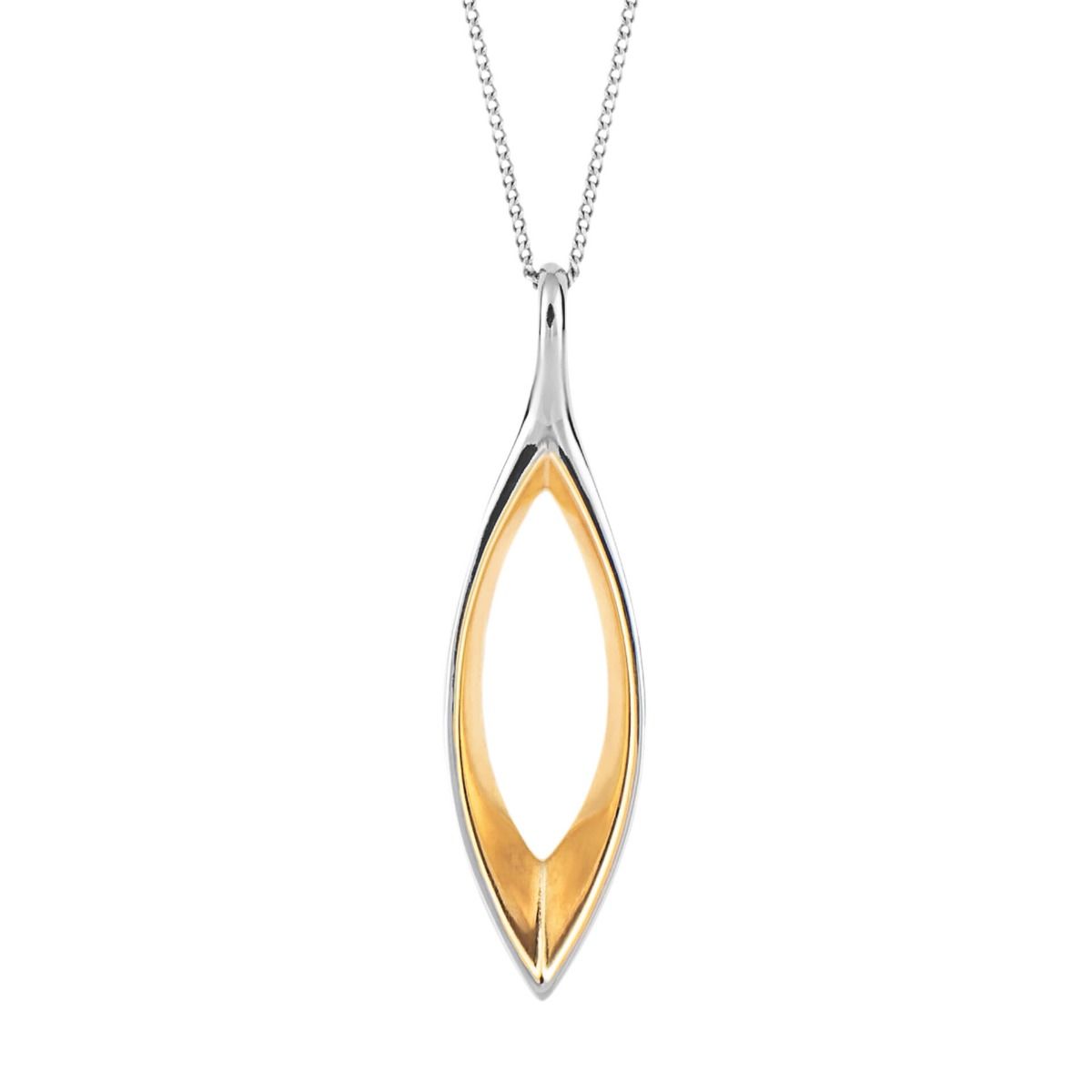 Fiorelli Silver And Gold plated Detail Open Cut Marquise Pendant