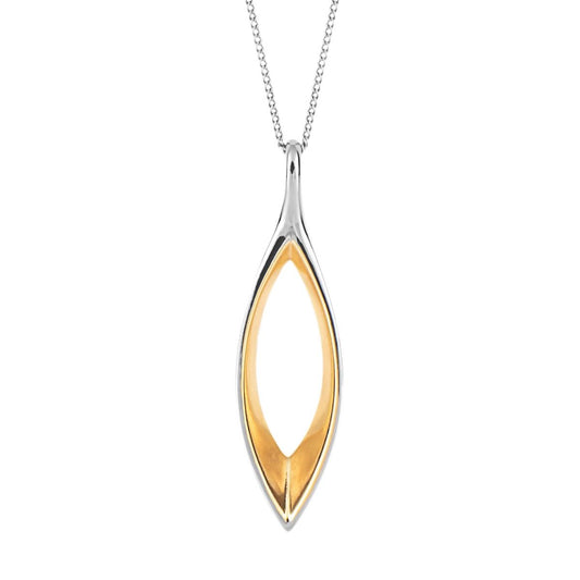 Fiorelli Silver And Gold plated Detail Open Cut Marquise Pendant
