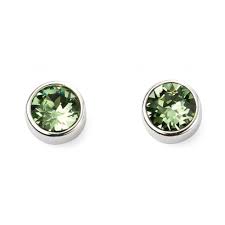Silver and Crystal Birthstone Stud Earrings -August