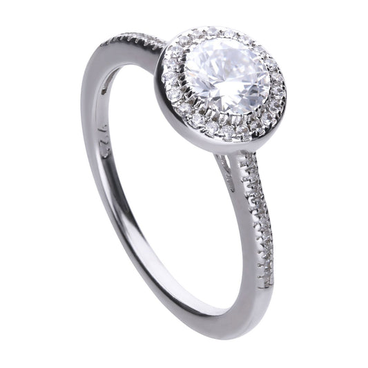 Diamonfire Silver And Cubic Zirconia Round halo Ring.