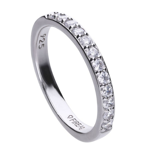 Diamonfire Silver And Cubic Zirconia Half Eternity Band Ring.