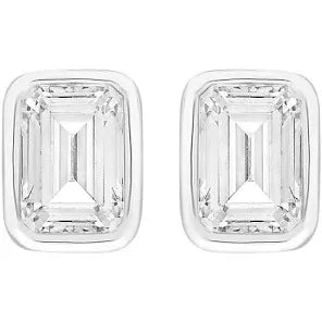 Silver and Swarovski Crystal square stud earrings