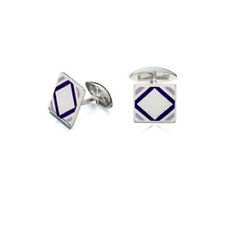 Silver And Enamel Square Cufflinks