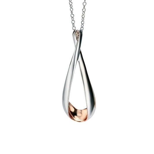 Fiorelli Silver drop twisted pendant with rose gold detail