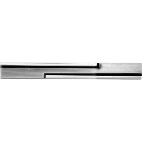Brushed and Polished Rhodium with Black Enamel Lines Tie Bar