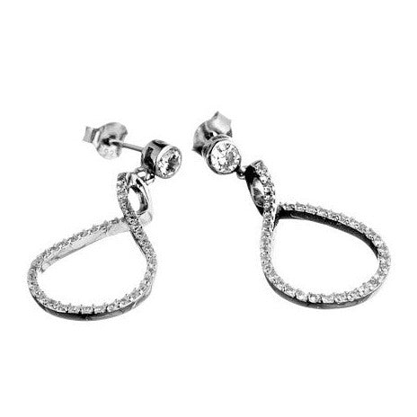Silver and cubic zirconia teardrop earrings