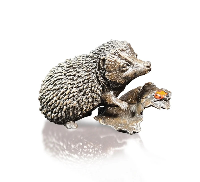 Hedgehog with hand painted Ladybird Bronze