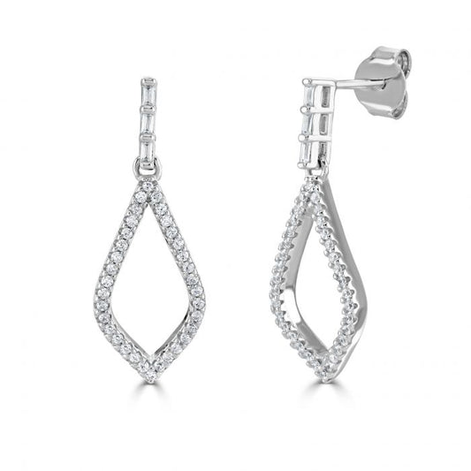 Silver and cubic zirconia long earrings