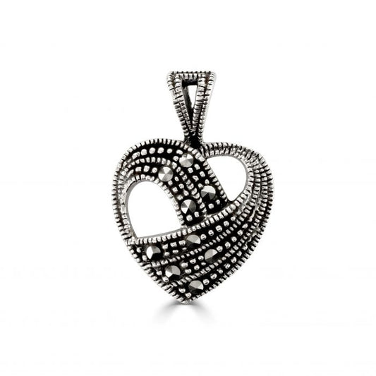 Silver and Marcasite layered heart pendant