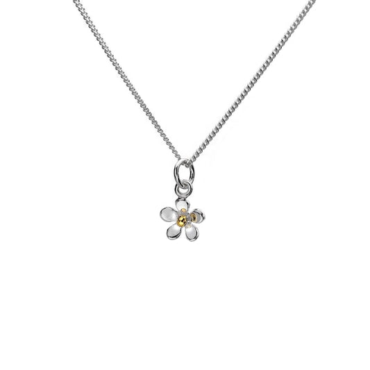 silver and brass small daisy pendant