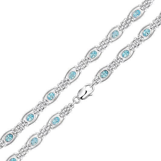 Silver Swiss Blue Topaz Gate Bracelet