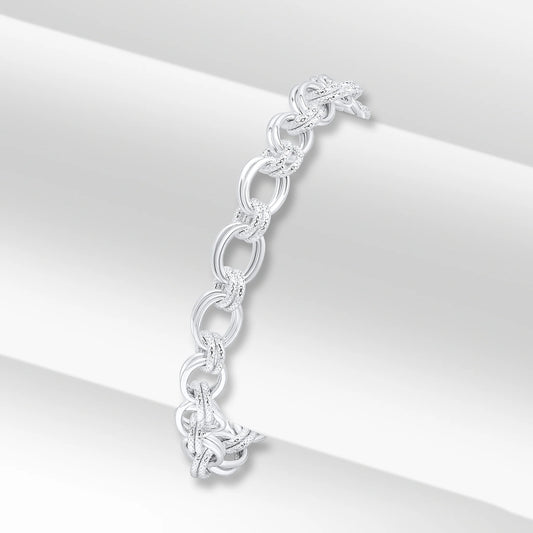 Silver 7.5mm Handmade Oval Double Loop Chain bracelet