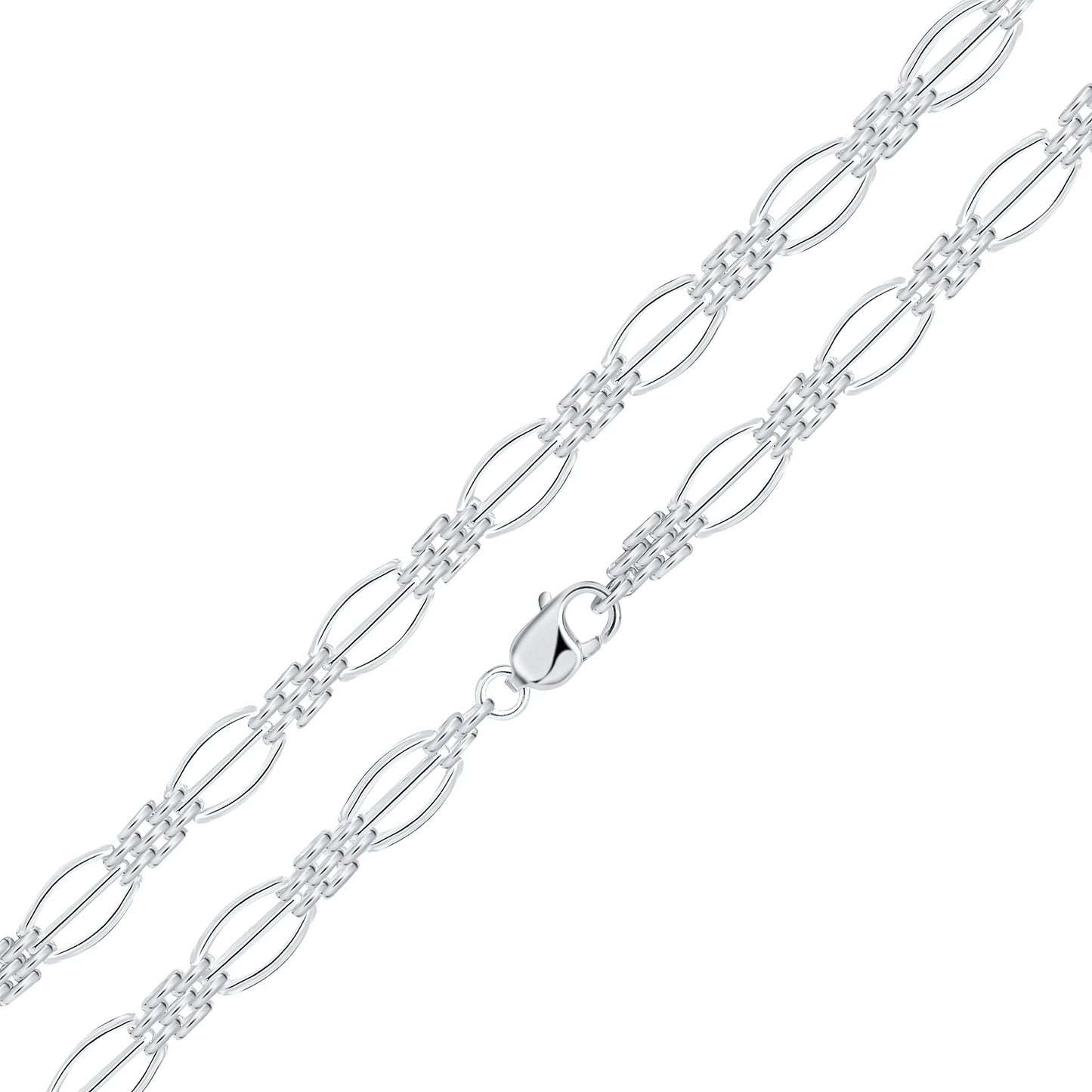 Silver 9mm Handmade Curved Gate Chain bracelet.