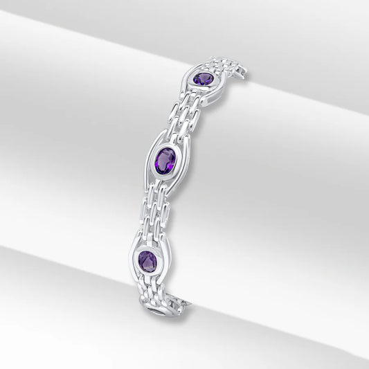 Silver & Amethyst Gate Bracelet