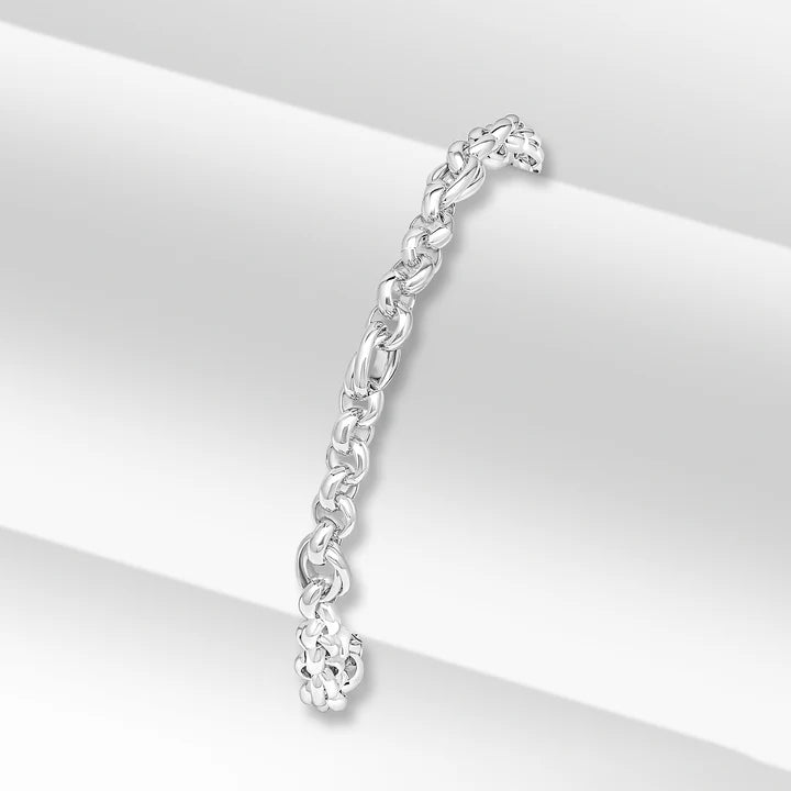 Silver Oval Round Belcher Bracelet.