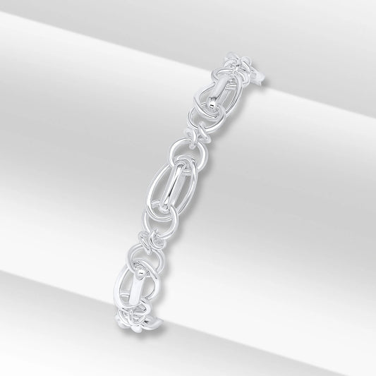 Silver 6.5mm Handmade Oval Round Belcher Chain bracelet.