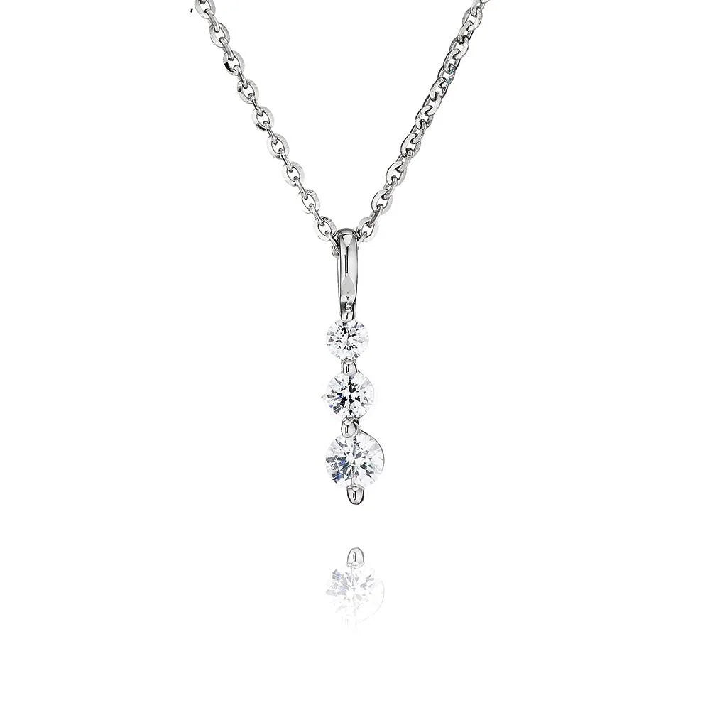 silver and cubic zirconia three tiered pendant 0.50ct