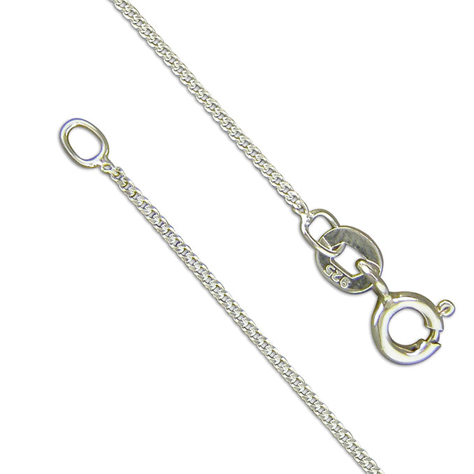 Silver fine diamond cut curb chain 18"