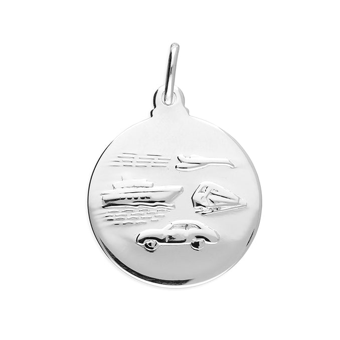 Silver St Christopher double-sided pendant.