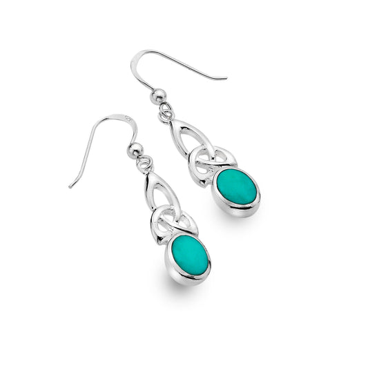 Silver celtic trinity knot and Turquoise drop earrings