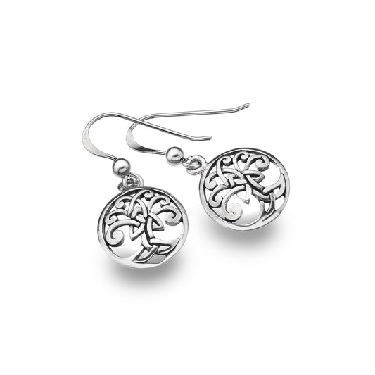 Silver celtic tree of life drop earrings
