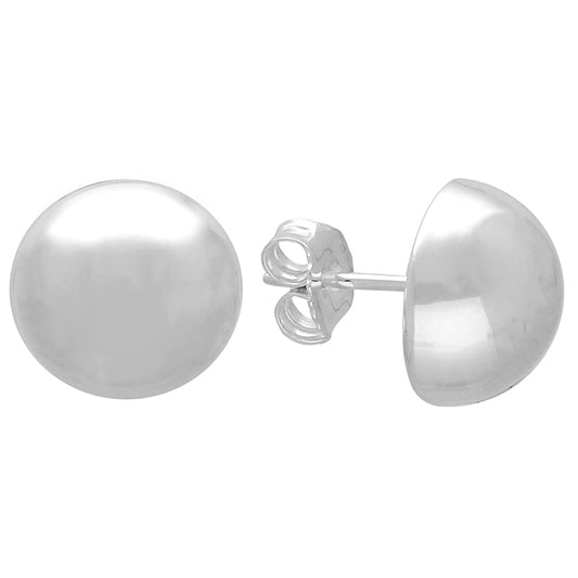Silver large domed stud earrings