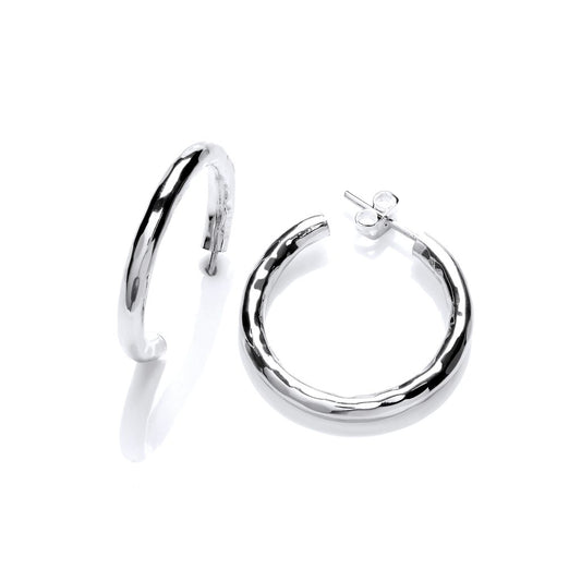 Sterling Silver Small Hammered Hoop Earrings