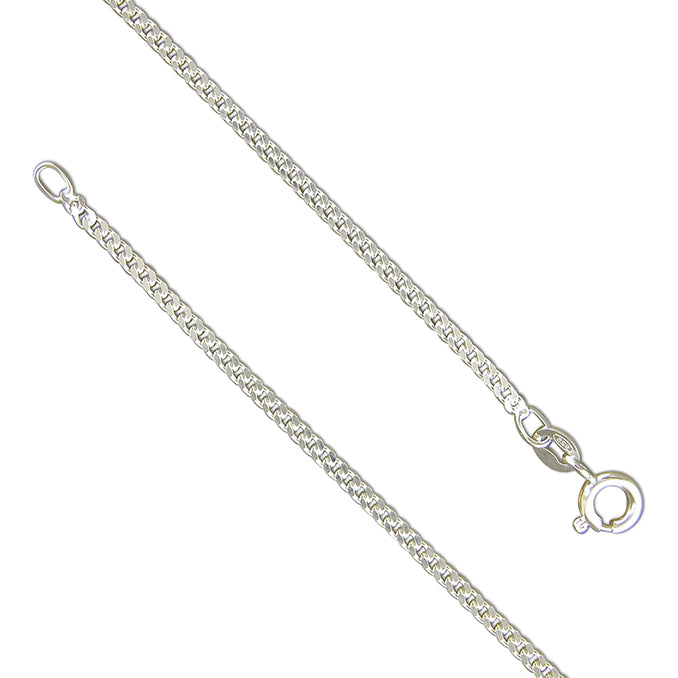 Silver medium diamond cut curb chain 22"