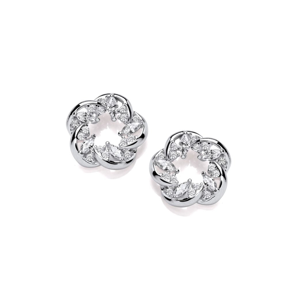 Silver & Cubic Zirconia celtic weave Earrings