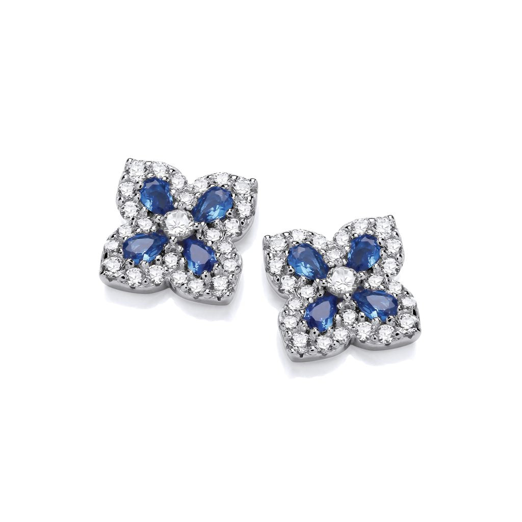 Silver & Cubic Zirconia classic clover Earrings