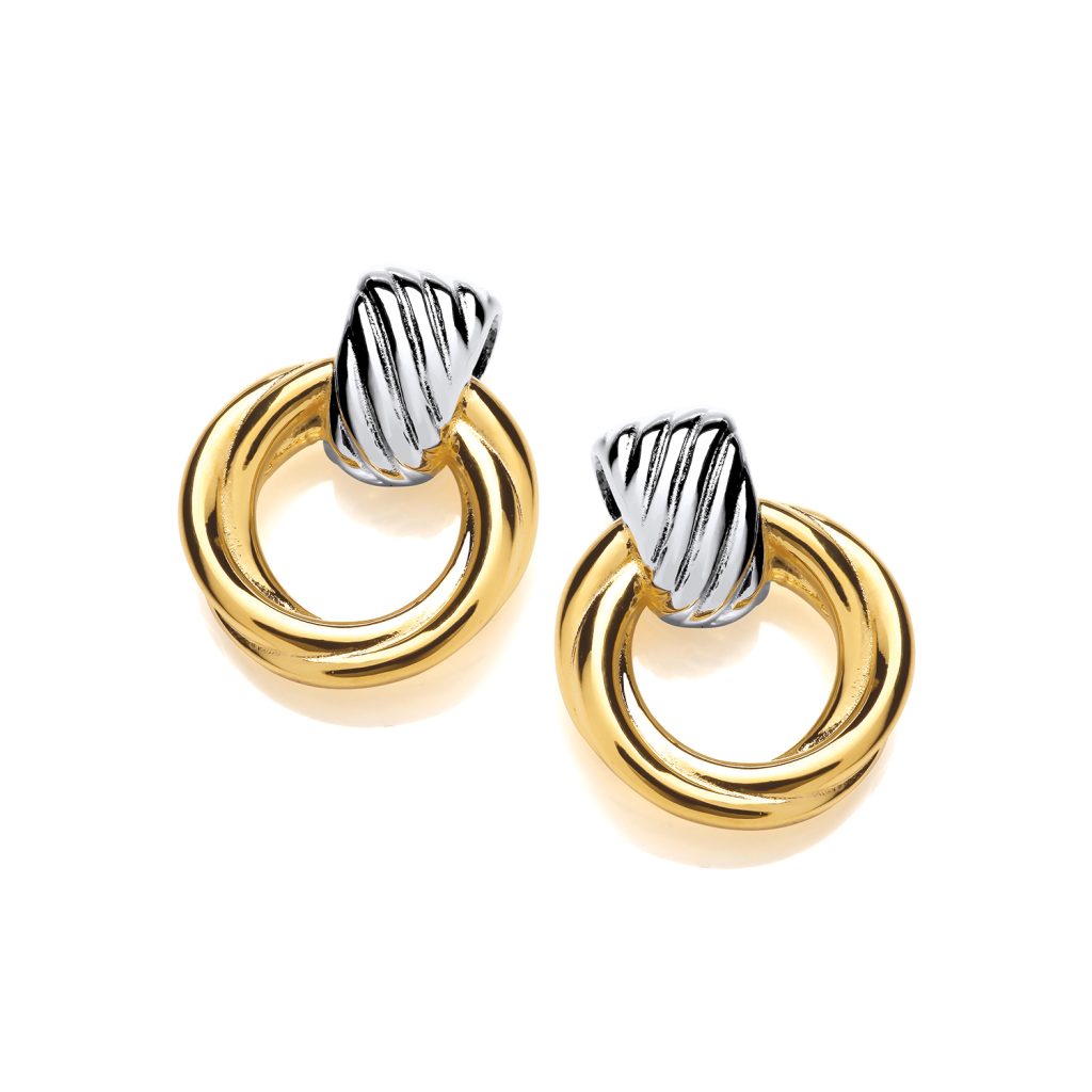 Silver & Gold Vermeil Twisted Harmony Circle Earrings