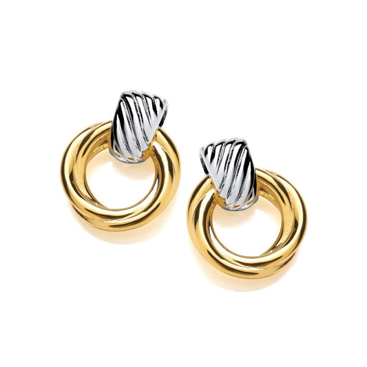 Silver & Gold Vermeil Twisted Harmony Circle Earrings
