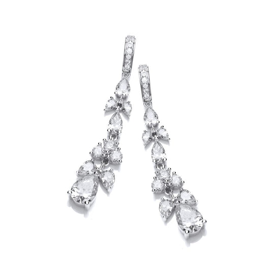 Silver & Cubic Zirconia Victorian Floral Earrings