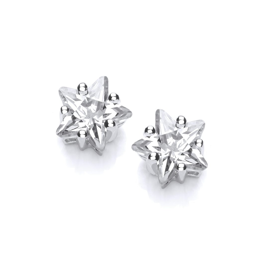 Silver & Cubic Zirconia star Earrings