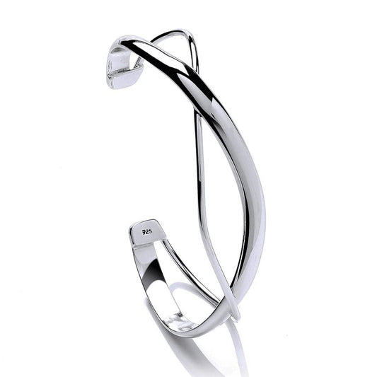 Sterling Silver Pretty Ribbon Cuff Bangle