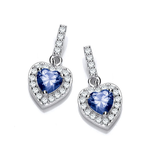 Silver & Cubic Zirconia So cute heart drop Earrings