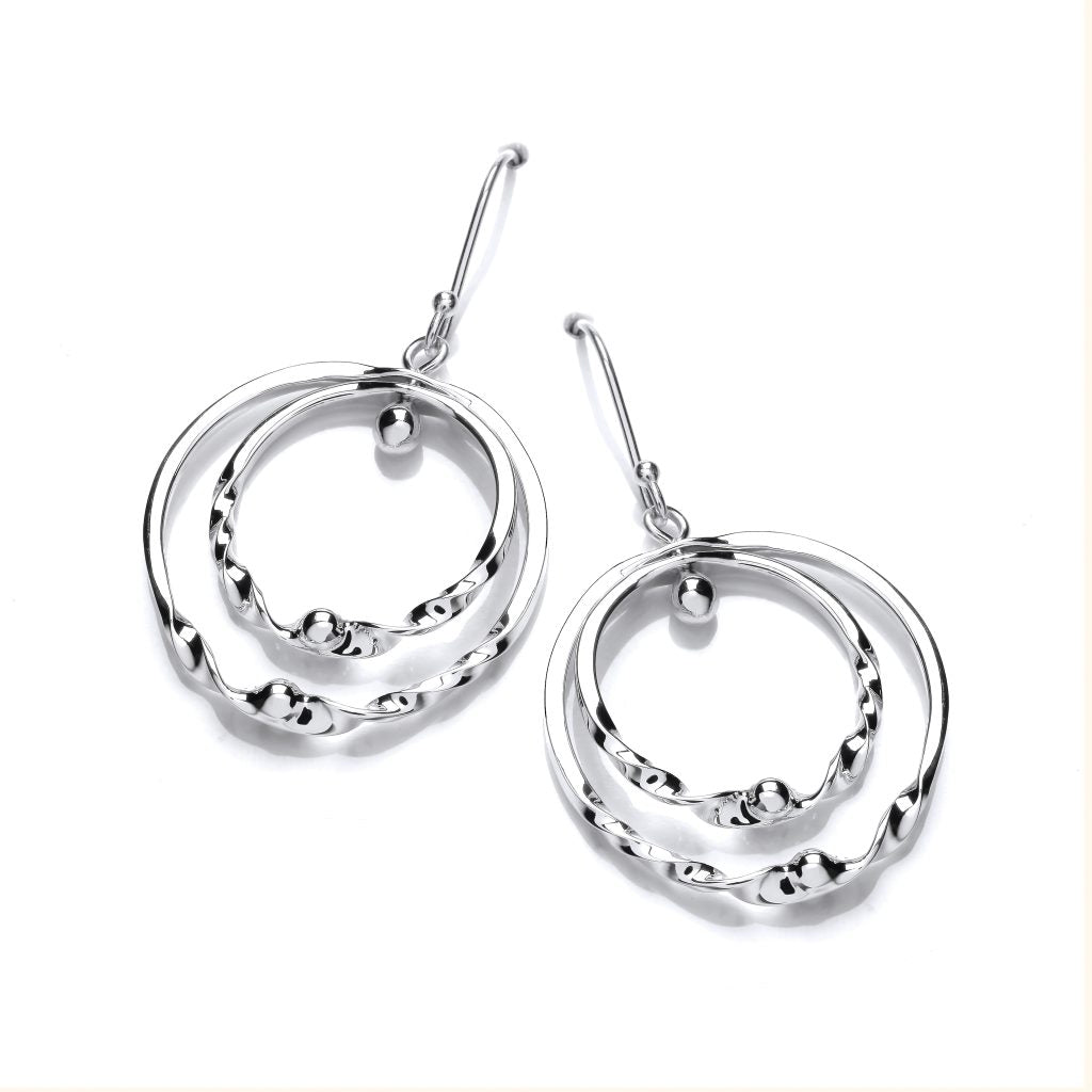Silver Spinning Twist Hoop Earrings