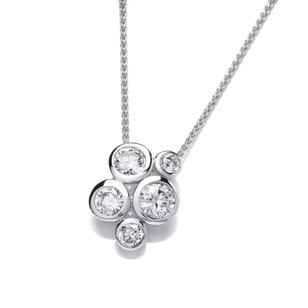 Silver & Cubic Zirconia Crystal Bubble cluster Pendant