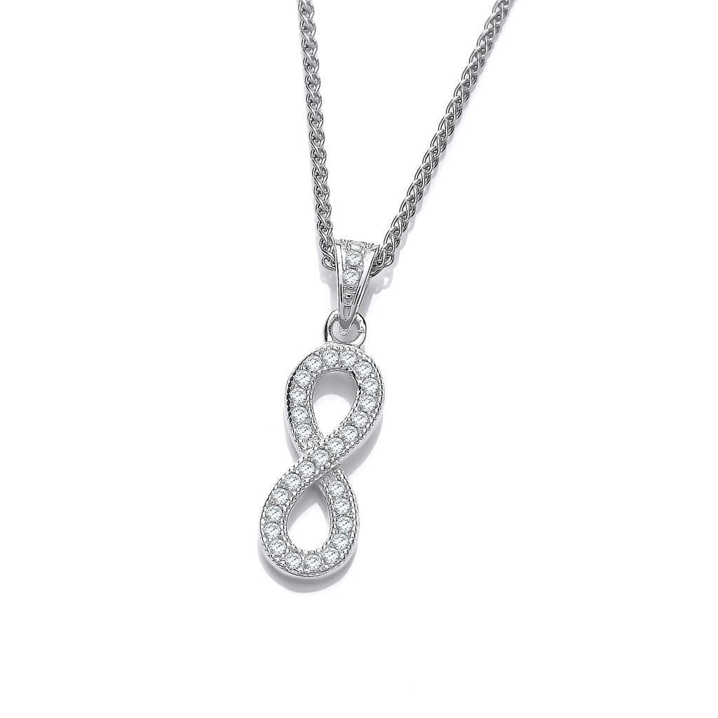 Silver and Cubic Zirconia Infinity Pendant and earrings set