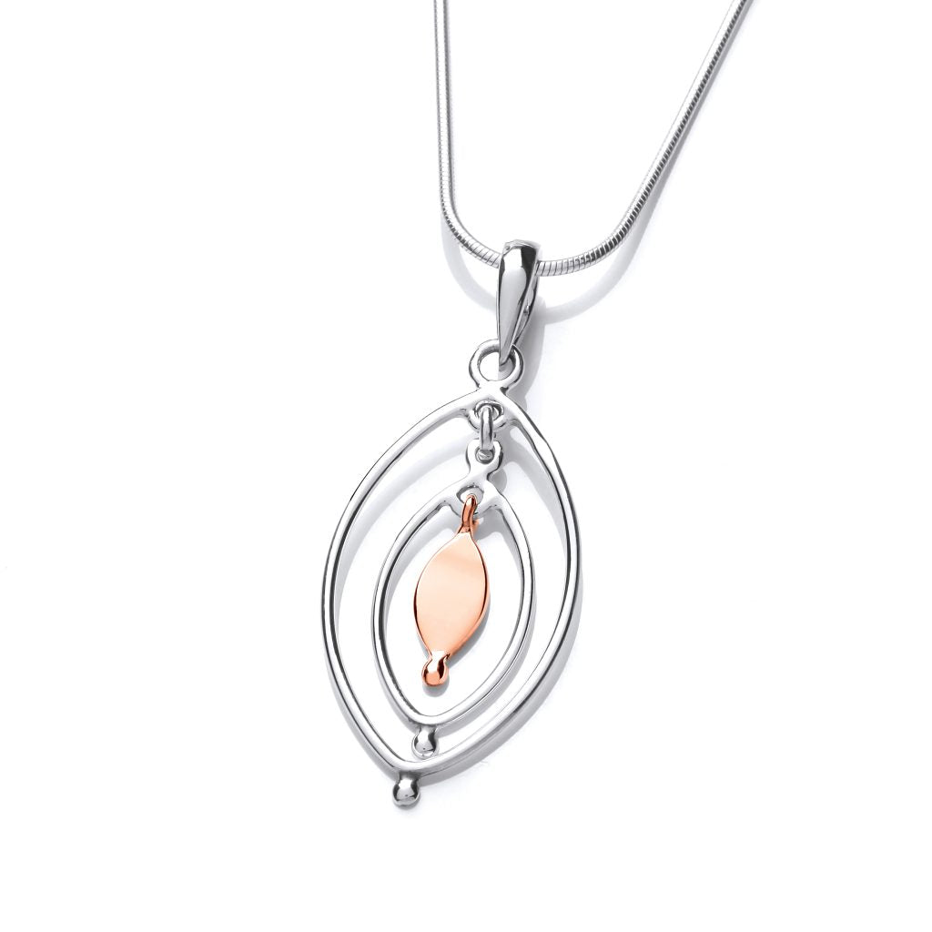 Silver and Copper Oval Pendant