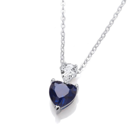 Silver & Cubic Zirconia double heart Necklace
