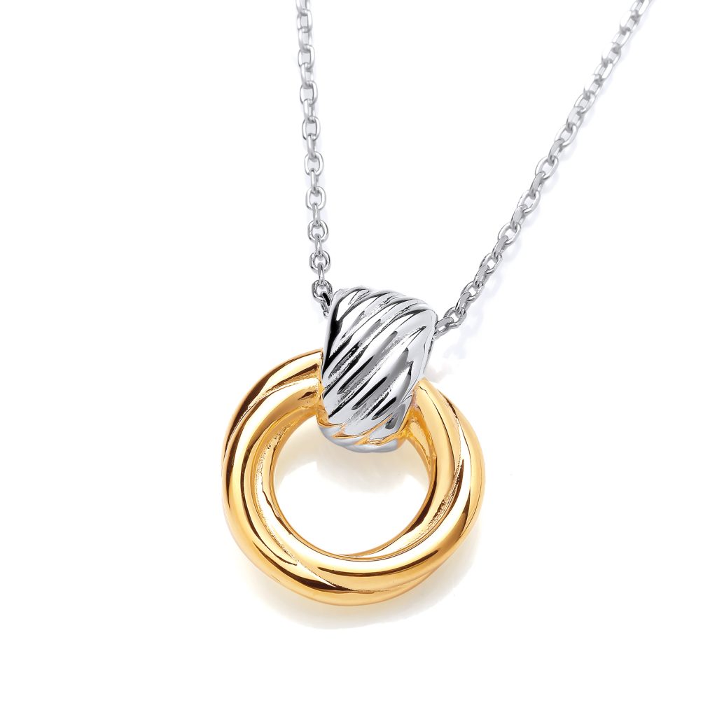 Silver & Gold detail Twisted Harmony Circle Necklace