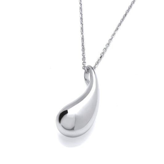 Silver Curvy Teardrop Pendant