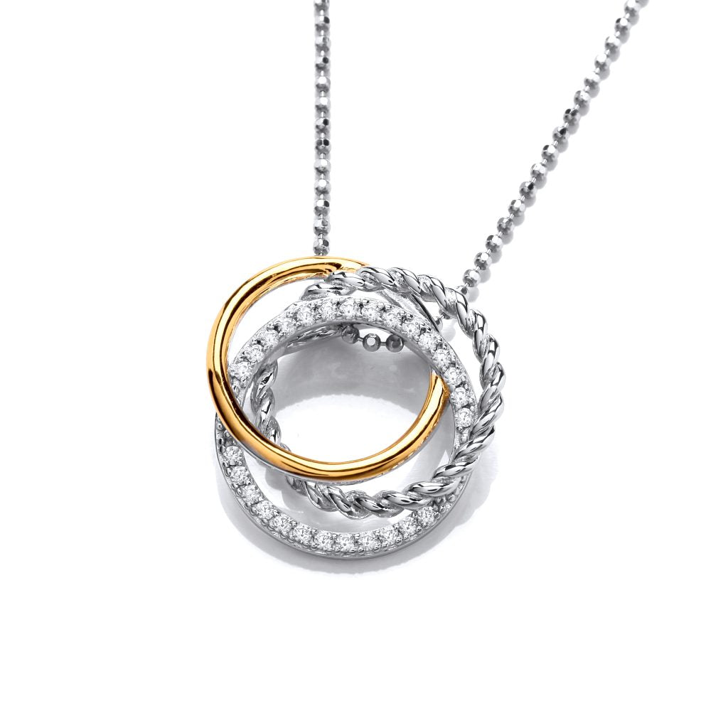 Silver Gold detail & Cubic Zirconia circles pendant
