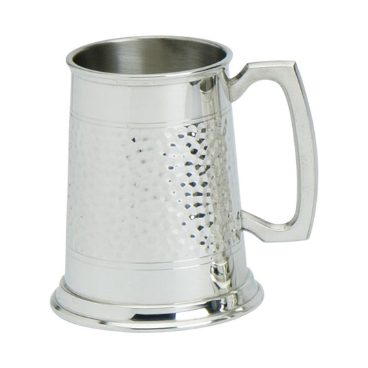 1PT PEWTER HALF HAMMERED TANKARD