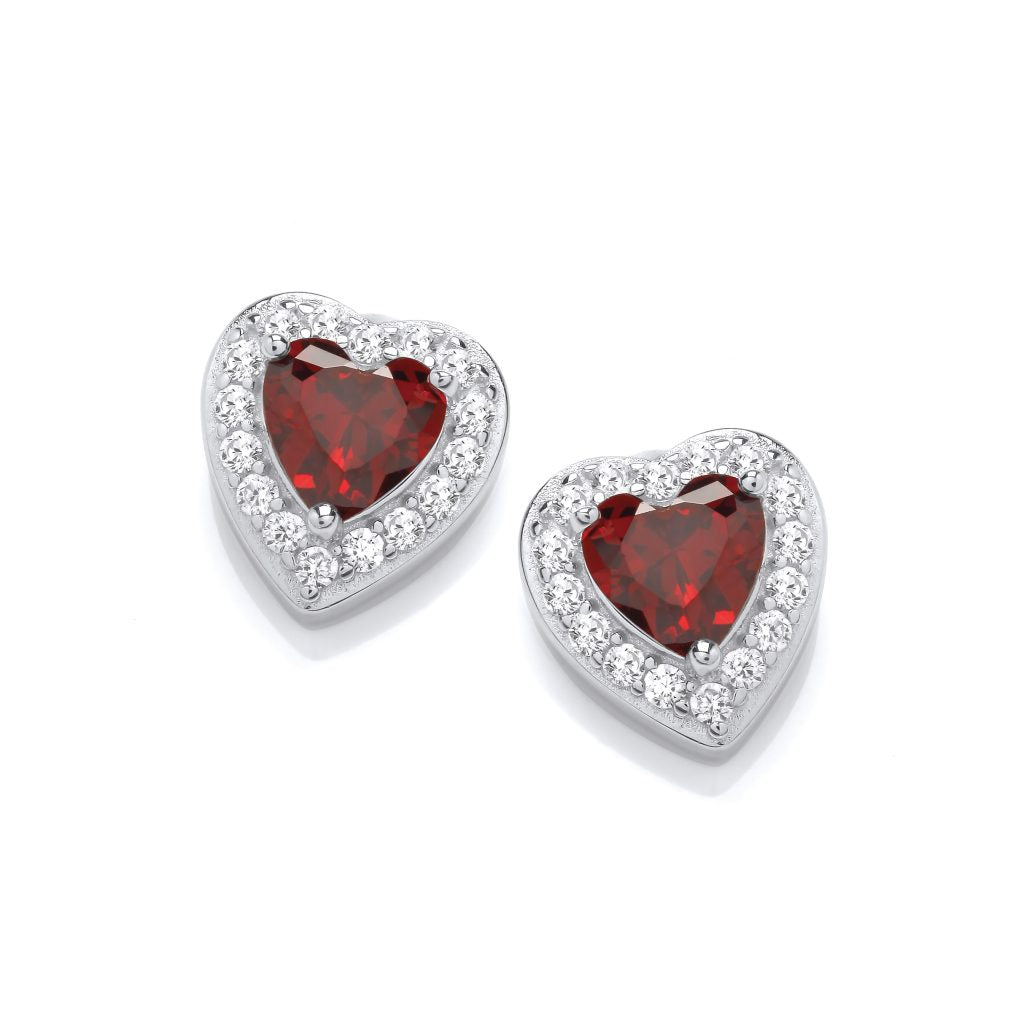 Silver Framed Cubic Zirconia Heart pendant and earrings set