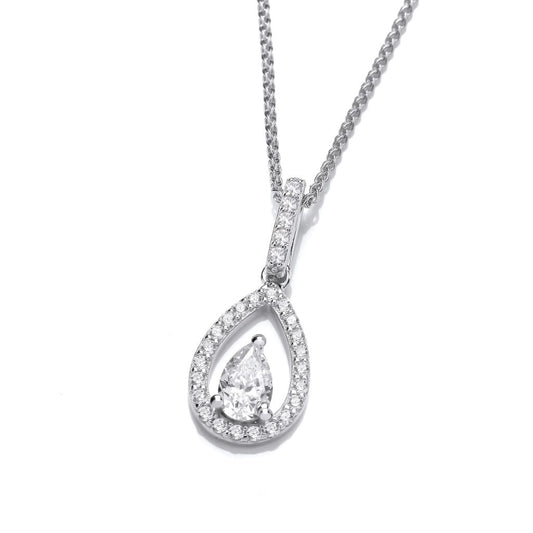 Silver & Cubic Zirconia Two Tears Pendant and earrings set