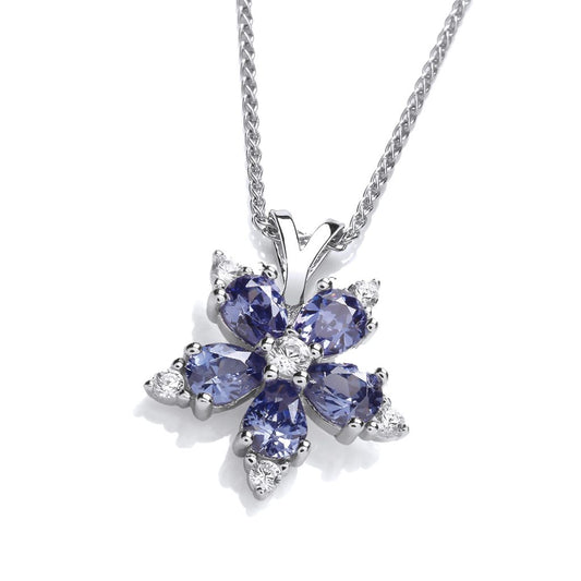 Silver & Cubic Zirconia flower Necklace